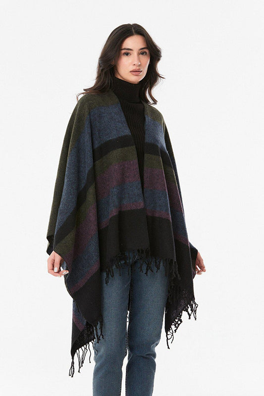 Plaid Patterned Soft Textured Poncho