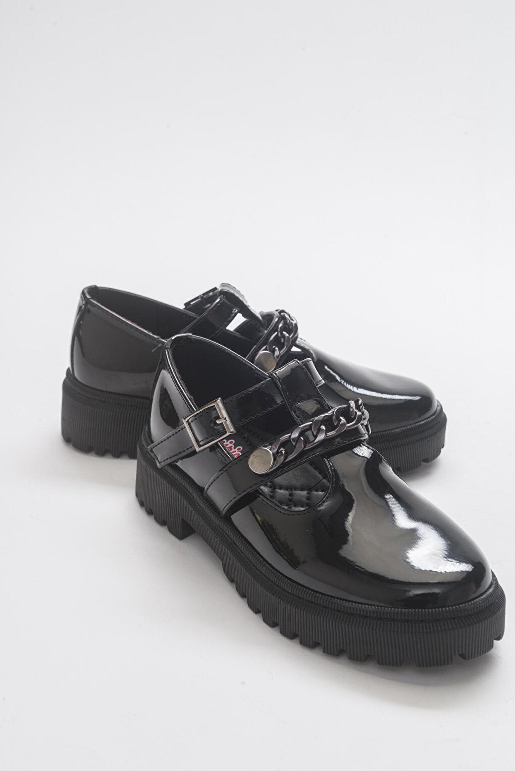 Girl's Black Patent Leather Anatomical College Shoes