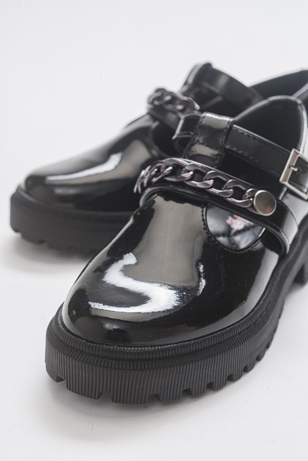 Girl's Black Patent Leather Anatomical College Shoes