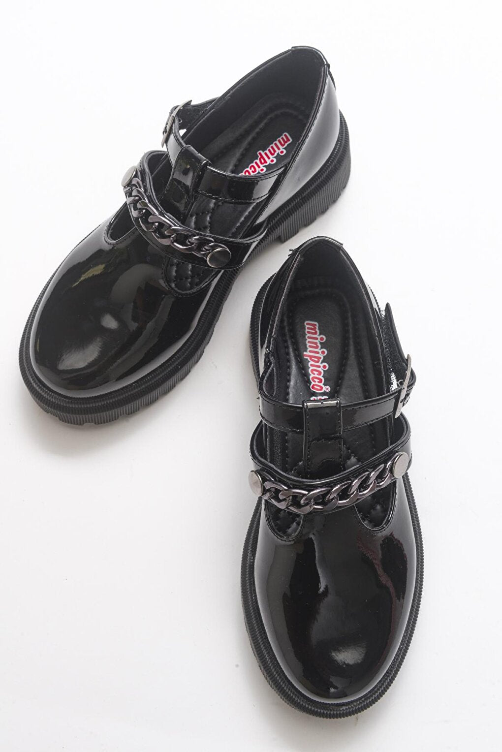 Girl's Black Patent Leather Anatomical College Shoes