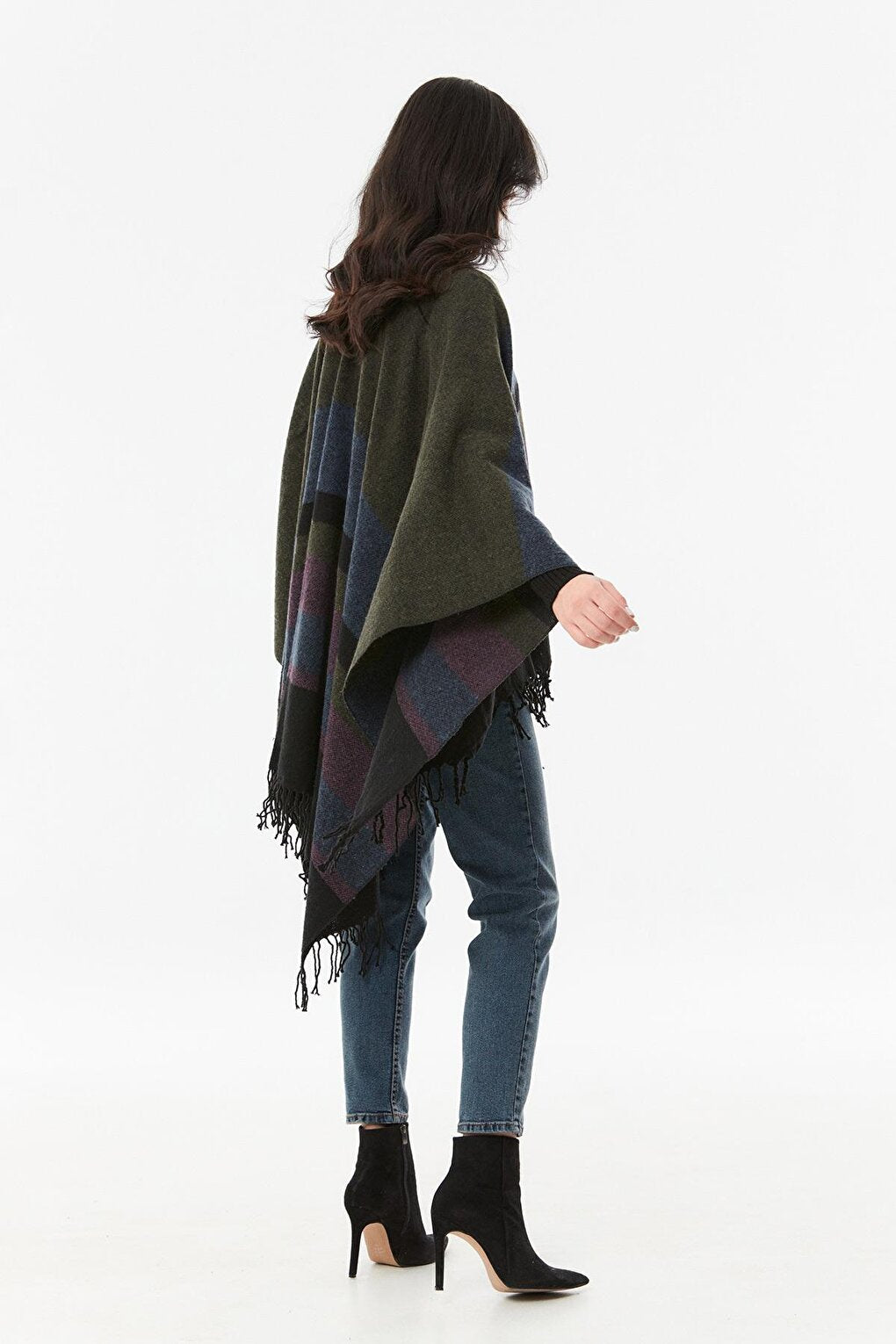 Plaid Patterned Soft Textured Poncho