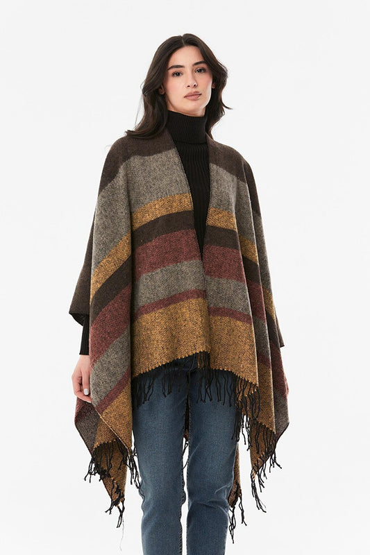 Plaid Patterned Soft Textured Poncho