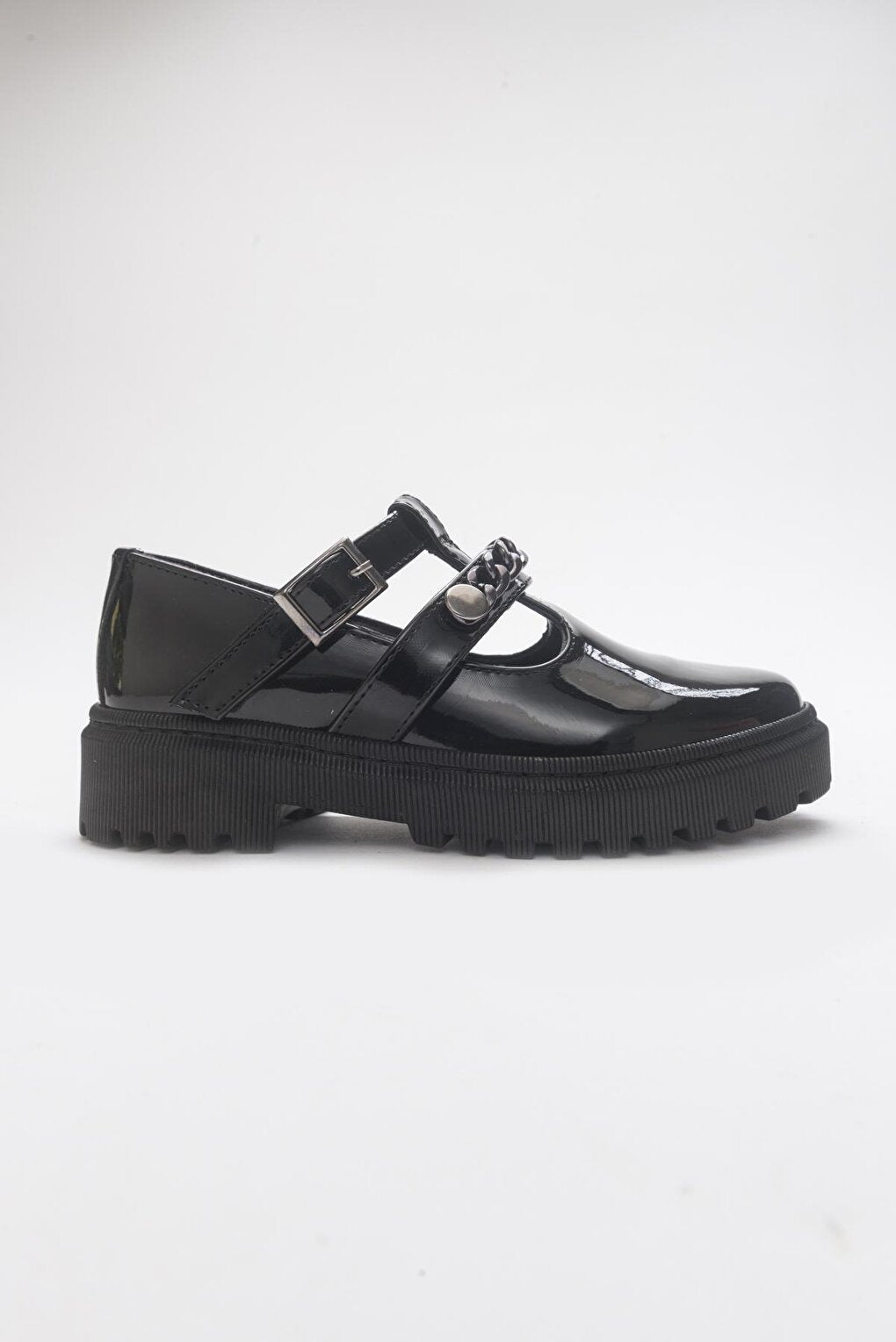 Girl's Black Patent Leather Anatomical College Shoes