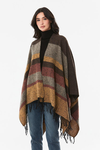 Plaid Patterned Soft Textured Poncho