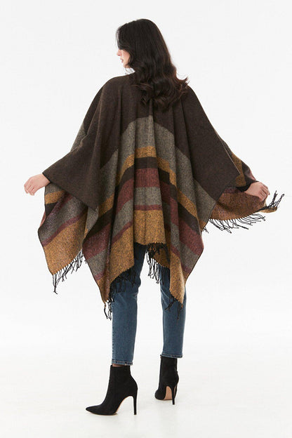 Plaid Patterned Soft Textured Poncho