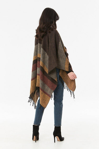 Plaid Patterned Soft Textured Poncho