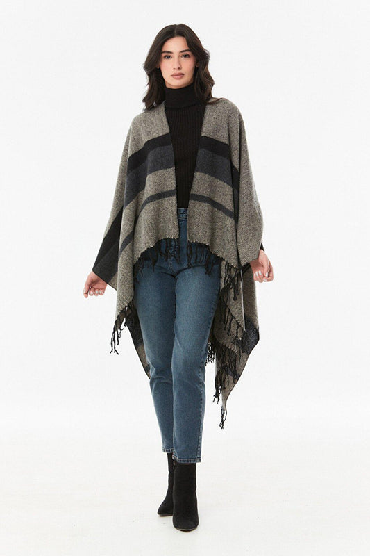 Plaid Patterned Soft Textured Poncho