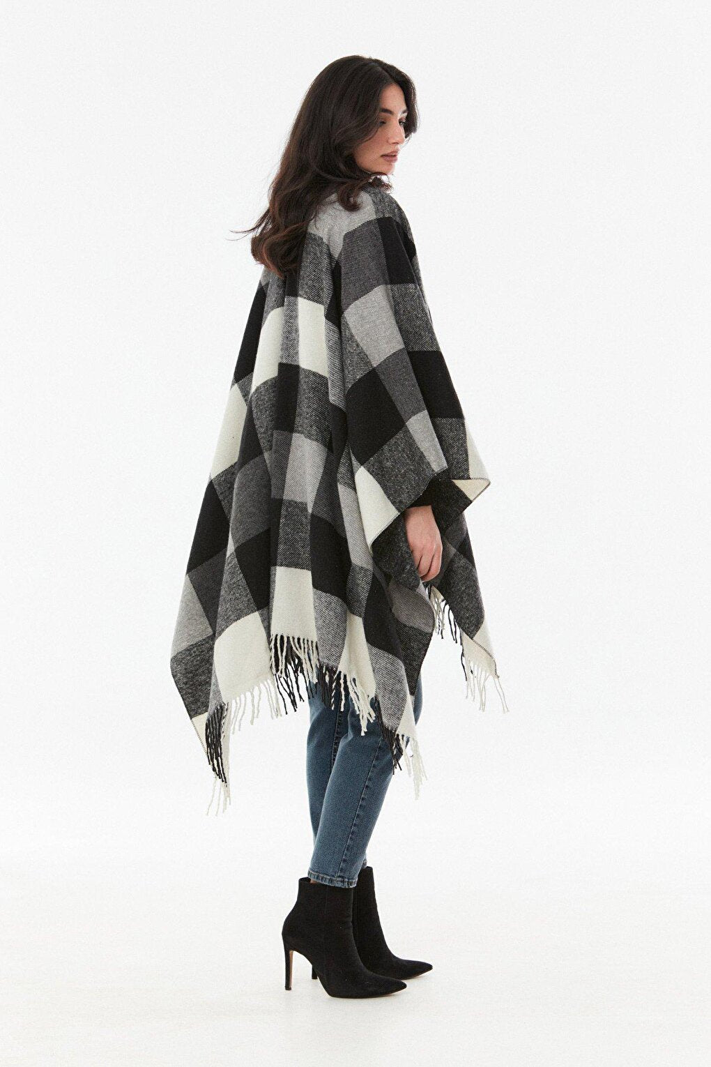 Plaid Patterned Soft Textured Poncho