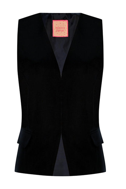 Black Inner Lined Agraffiti Tie Crepe Premium Classic Vest