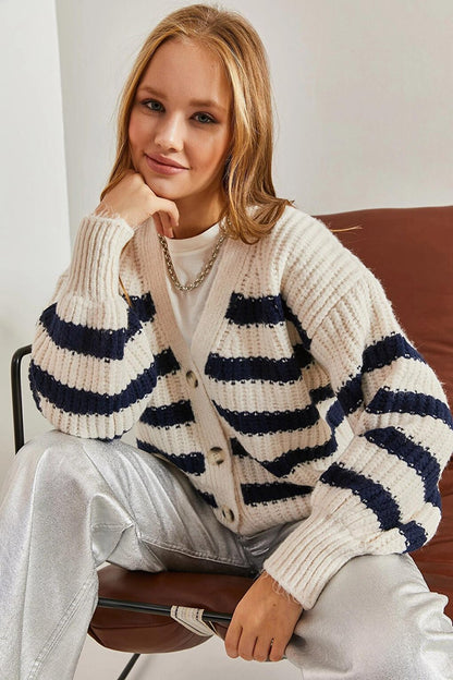 Women's Striped Knitwear Cardigan