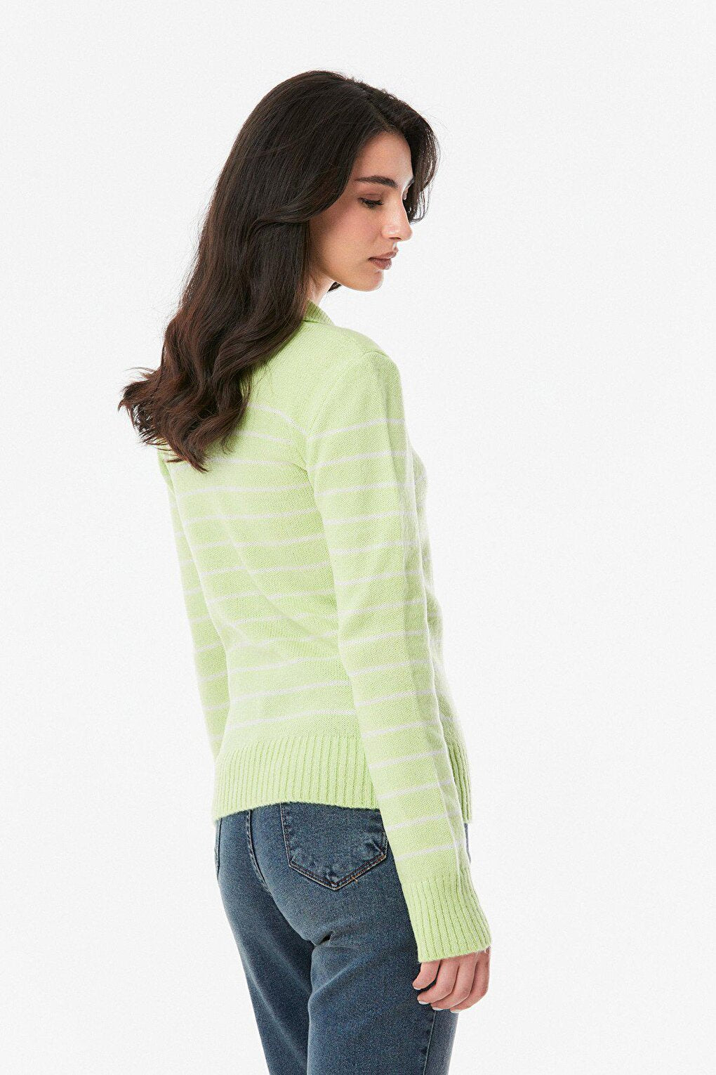 Striped V-Neck Knitwear Sweater