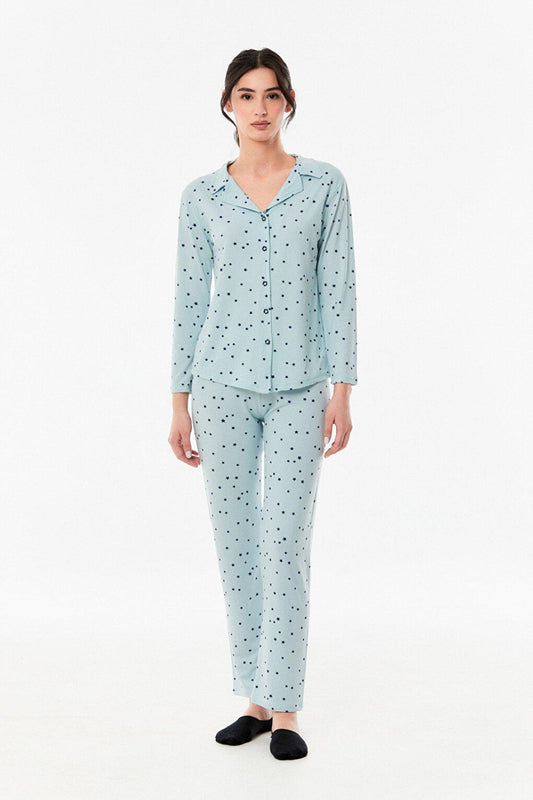 Printed Button Pajama Set