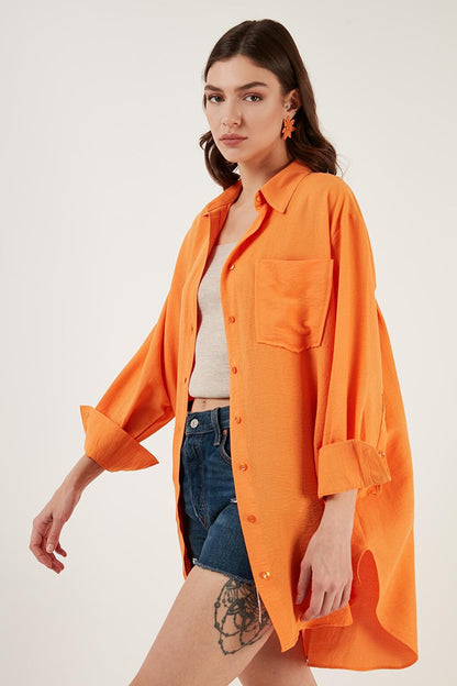 Single Pocket Oversize Thin Long Shirt 6234792