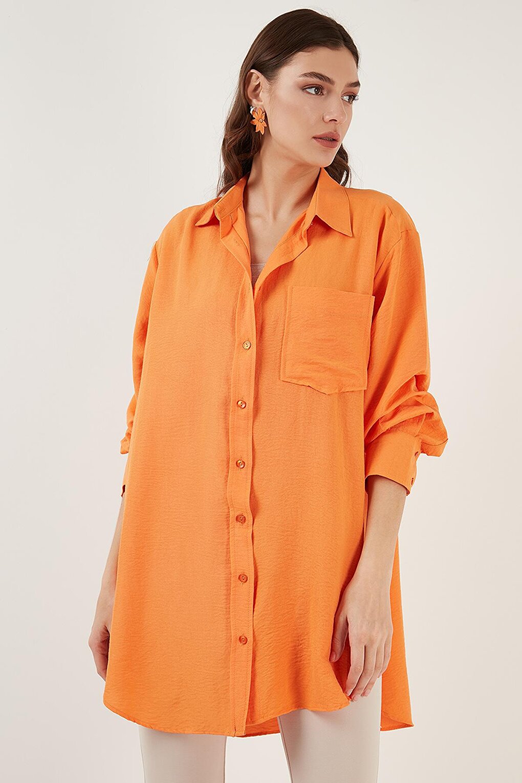 Single Pocket Oversize Thin Long Shirt 6234792