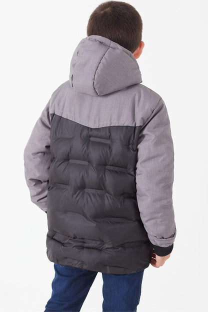 Boy's Double Color Hooded Puffer Coat 14542