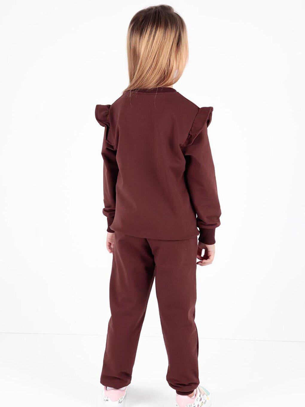 Girl's Ruffle Detailed Trendy Tracksuit Set Cotton Ak2515