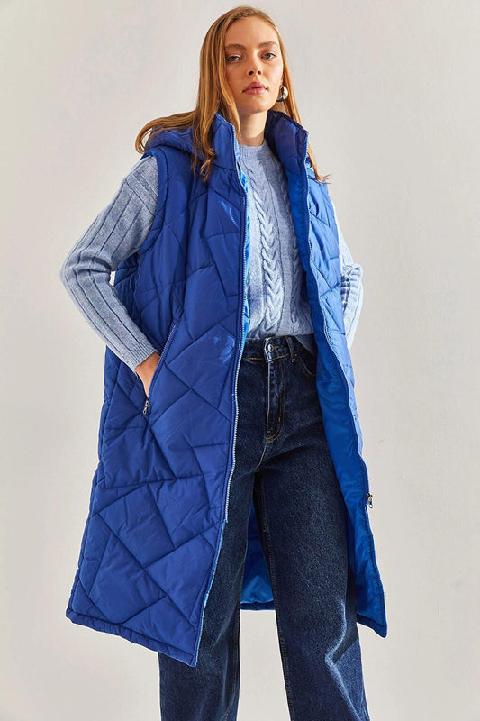 Women's Hooded Long Puffer Vest