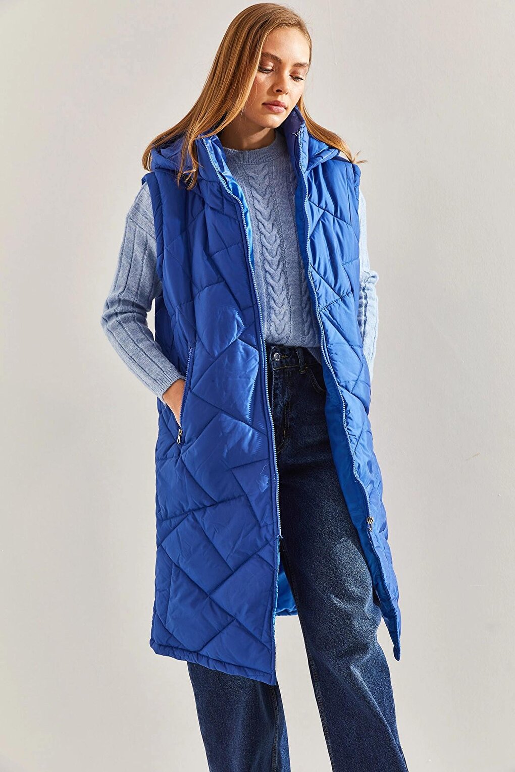 Women's Hooded Long Puffer Vest