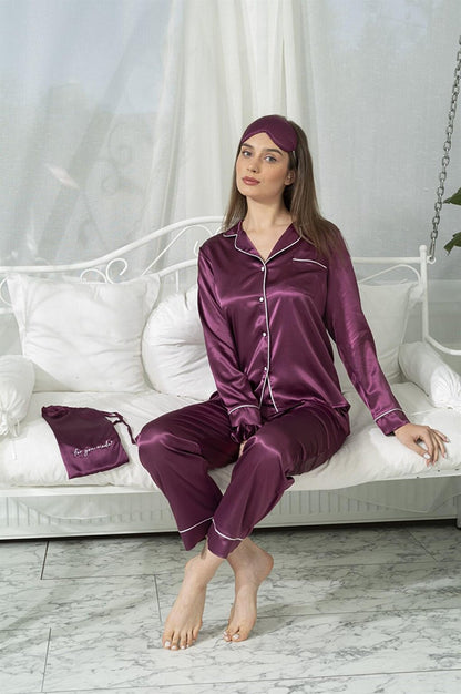 7-Piece Burgundy Pajama Set