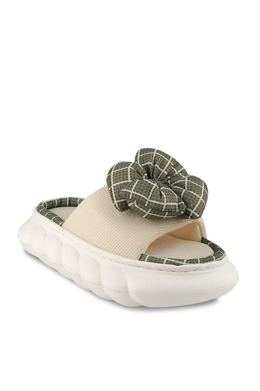 EA22SK028 Women Home Slippers Beige / Green