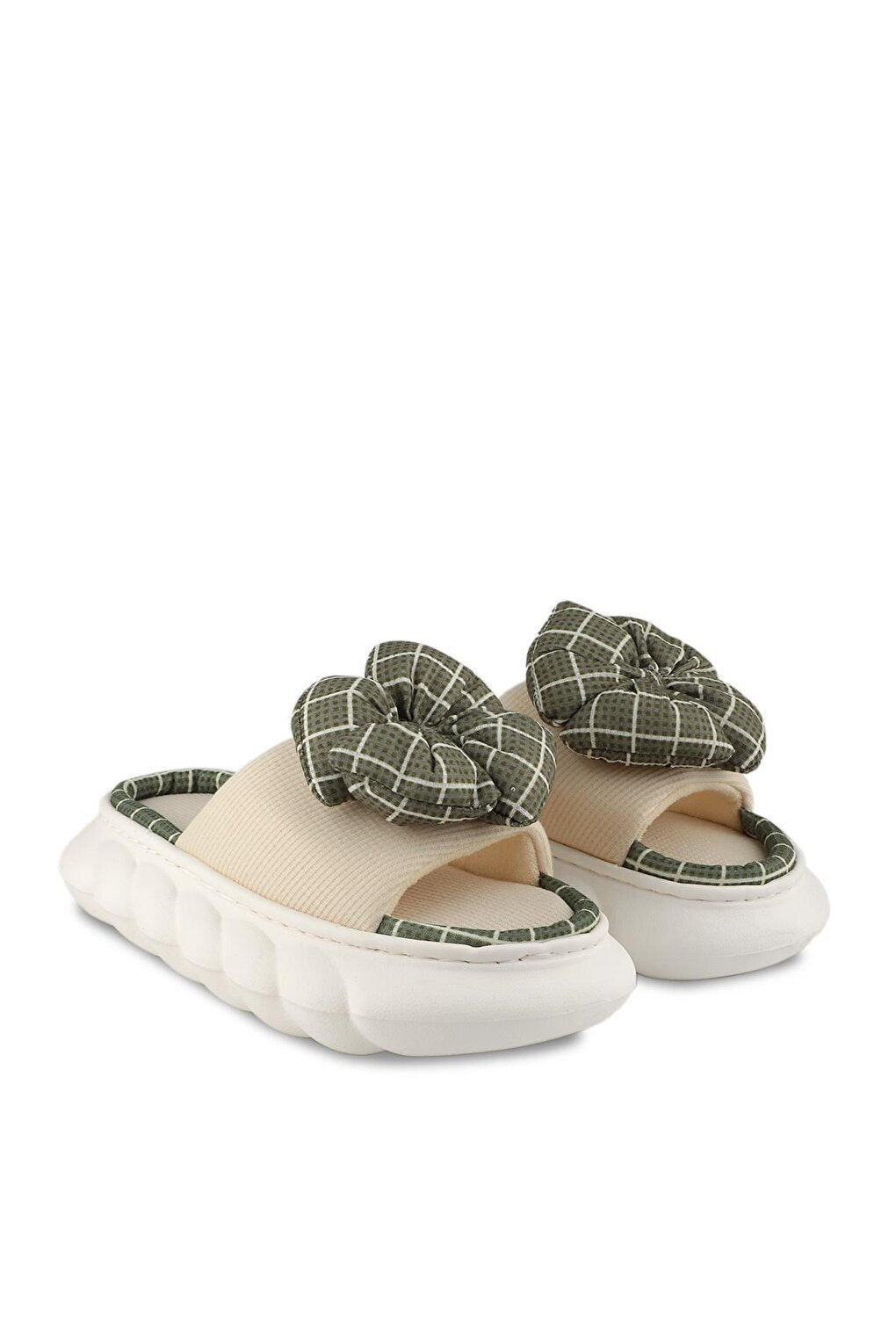 EA22SK028 Women Home Slippers Beige / Green