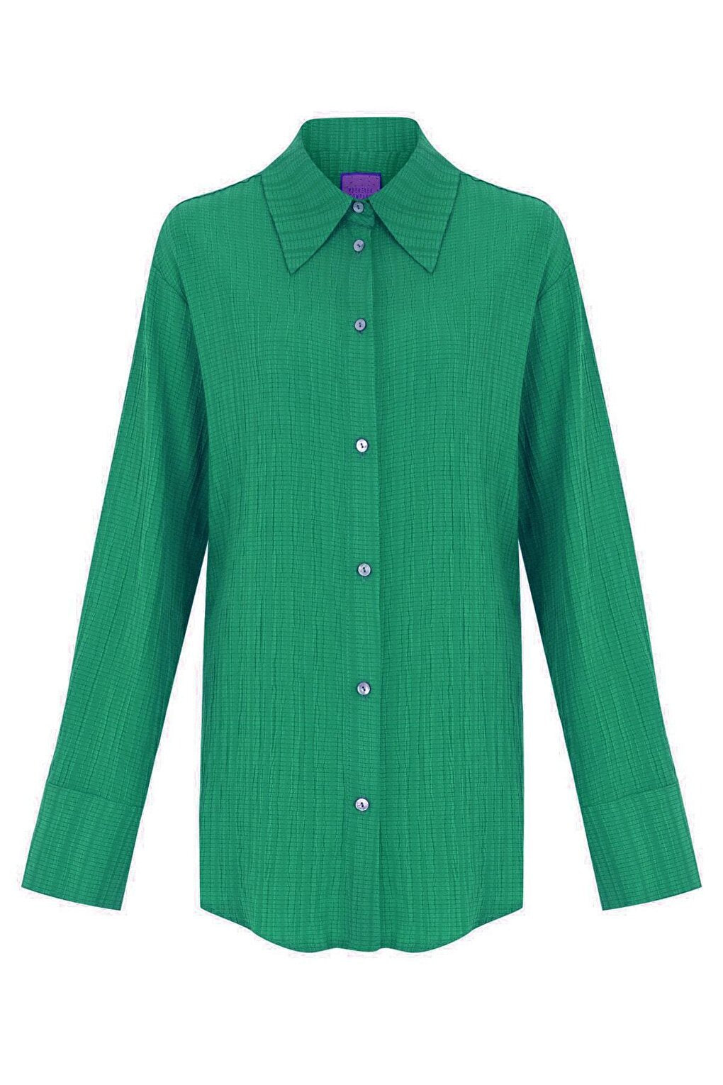 Dark Water Green Long Casual Shirt Without Pockets