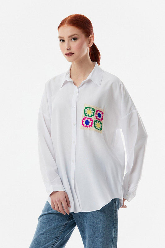 Floral Embroidered Casual Shirt