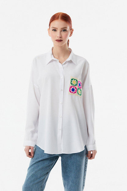 Floral Embroidered Casual Shirt