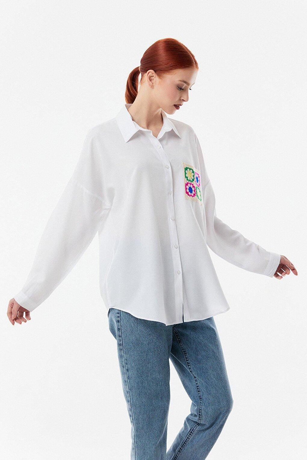 Floral Embroidered Casual Shirt