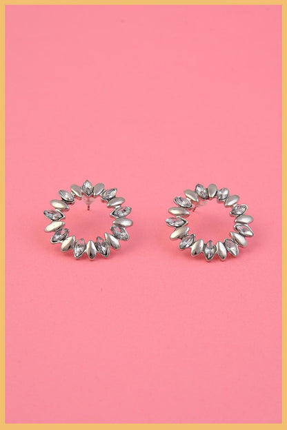 Silver Plated Marquise Stone Hoop Earring