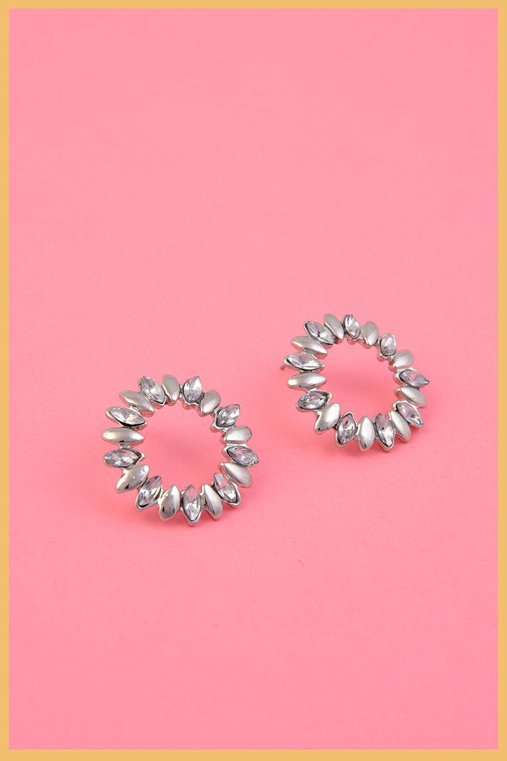 Silver Plated Marquise Stone Hoop Earring