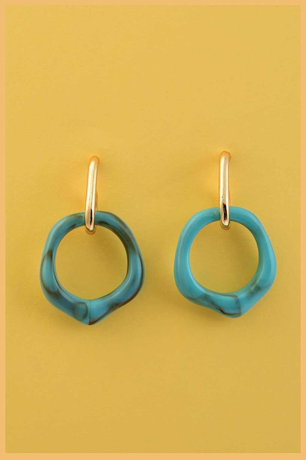 Turquoise Color Pentagonal Earring