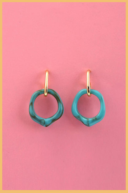 Turquoise Color Pentagonal Earring