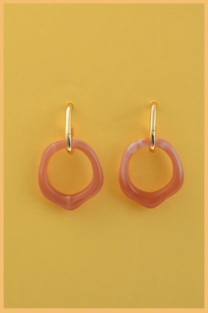 Pink Color Pentagonal Earring