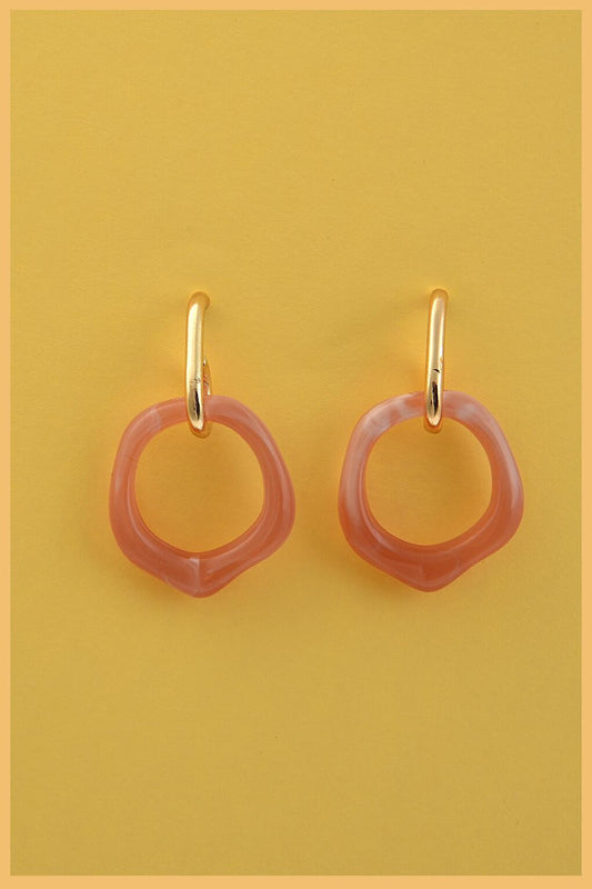 Pink Color Pentagonal Earring