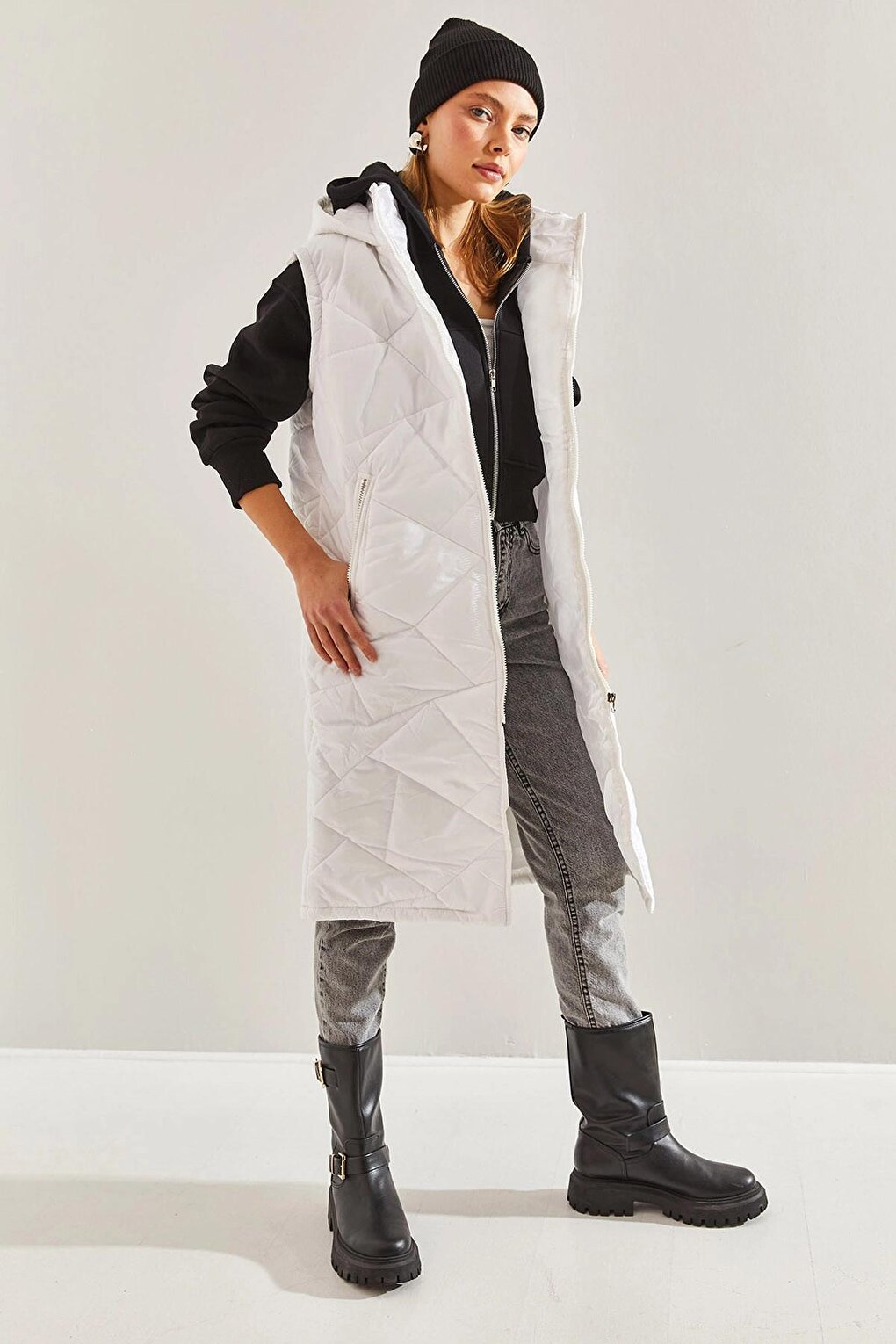 Women's Hooded Long Puffer Vest