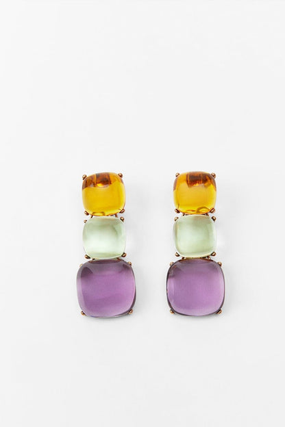 Three Color Resin Earrings