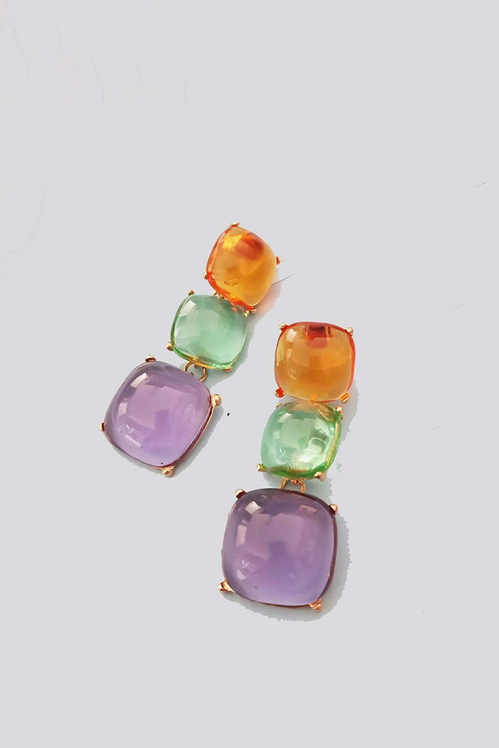 Three Color Resin Earrings