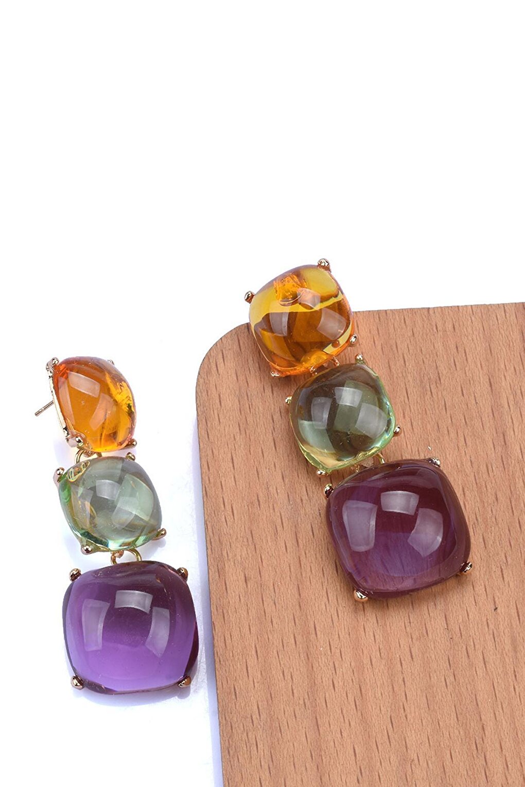 Three Color Resin Earrings