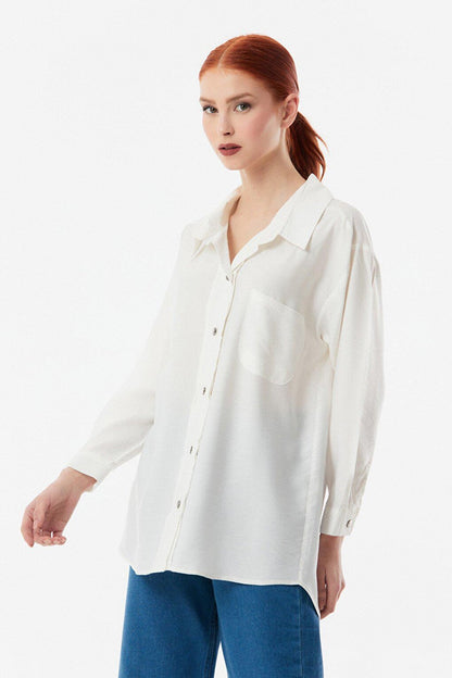 Single Pocket Ayrobin Fabric Oversize Shirt