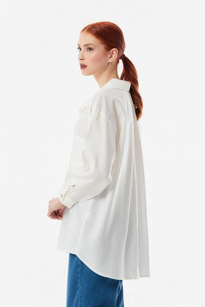 Single Pocket Ayrobin Fabric Oversize Shirt