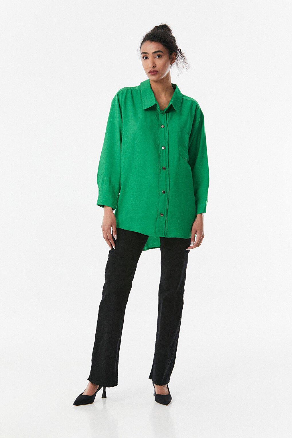 Single Pocket Ayrobin Fabric Oversize Shirt