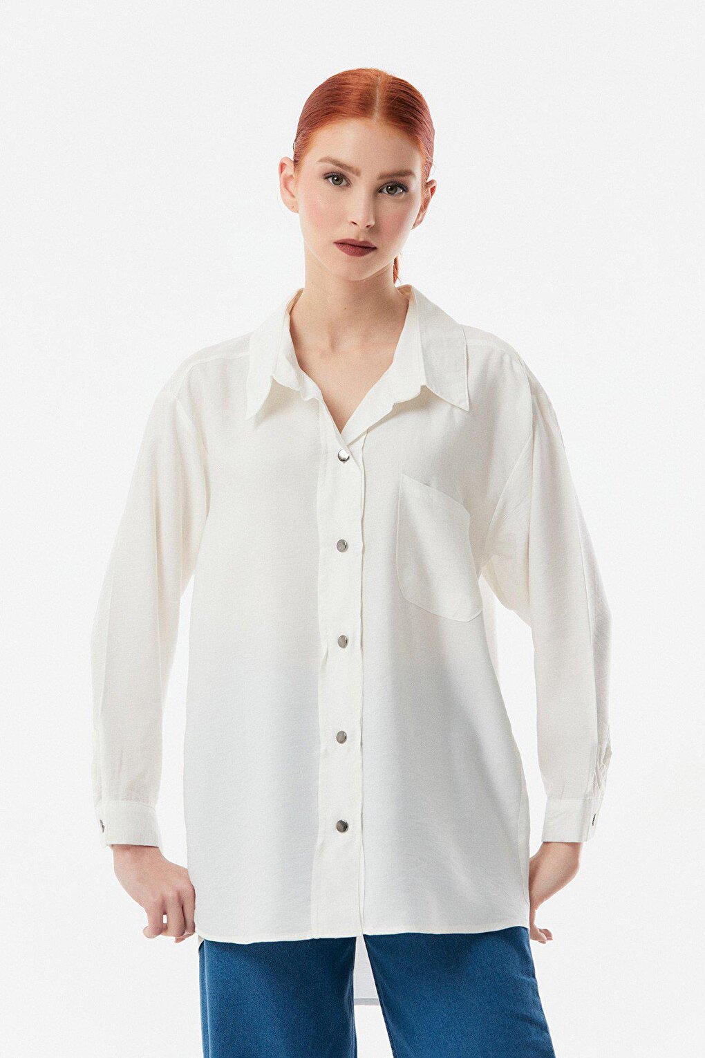 Single Pocket Ayrobin Fabric Oversize Shirt