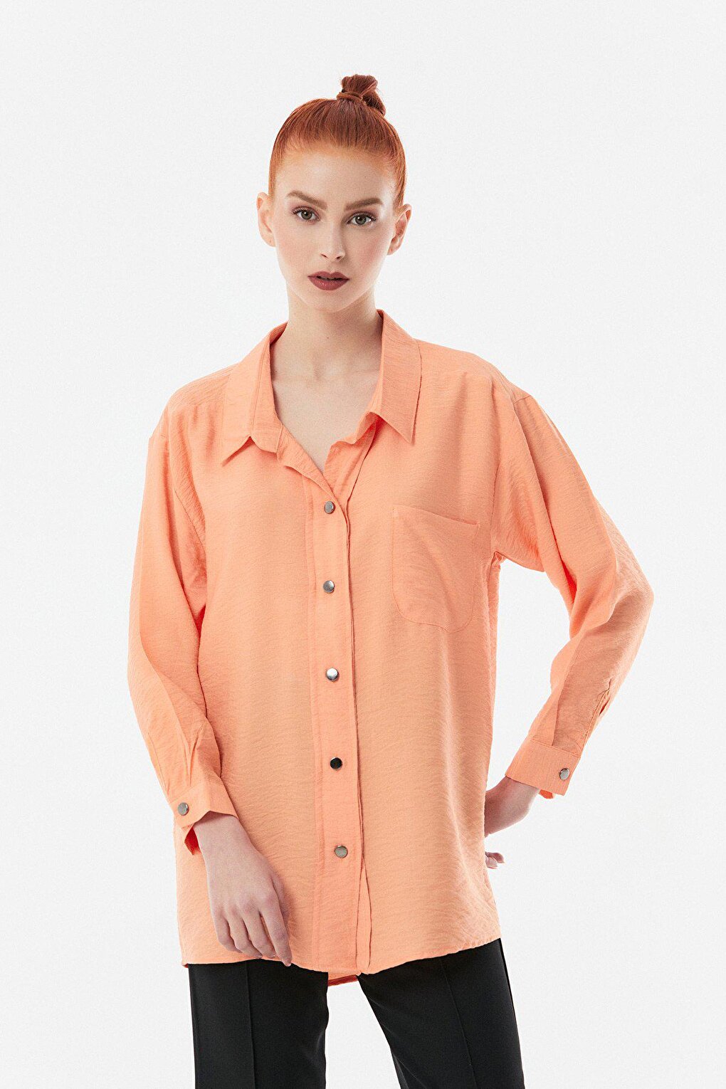 Single Pocket Ayrobin Fabric Oversize Shirt