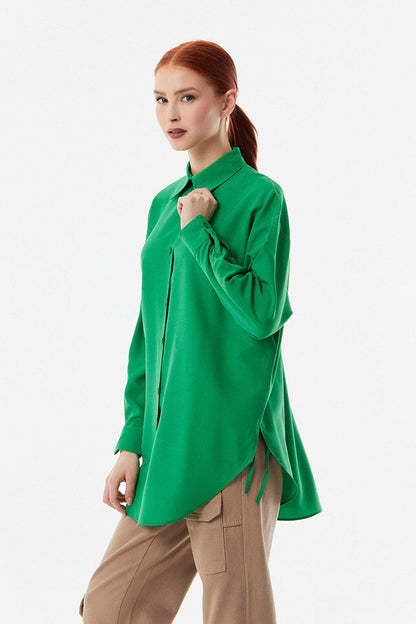 Basic Side Gathered Oversize Shirt