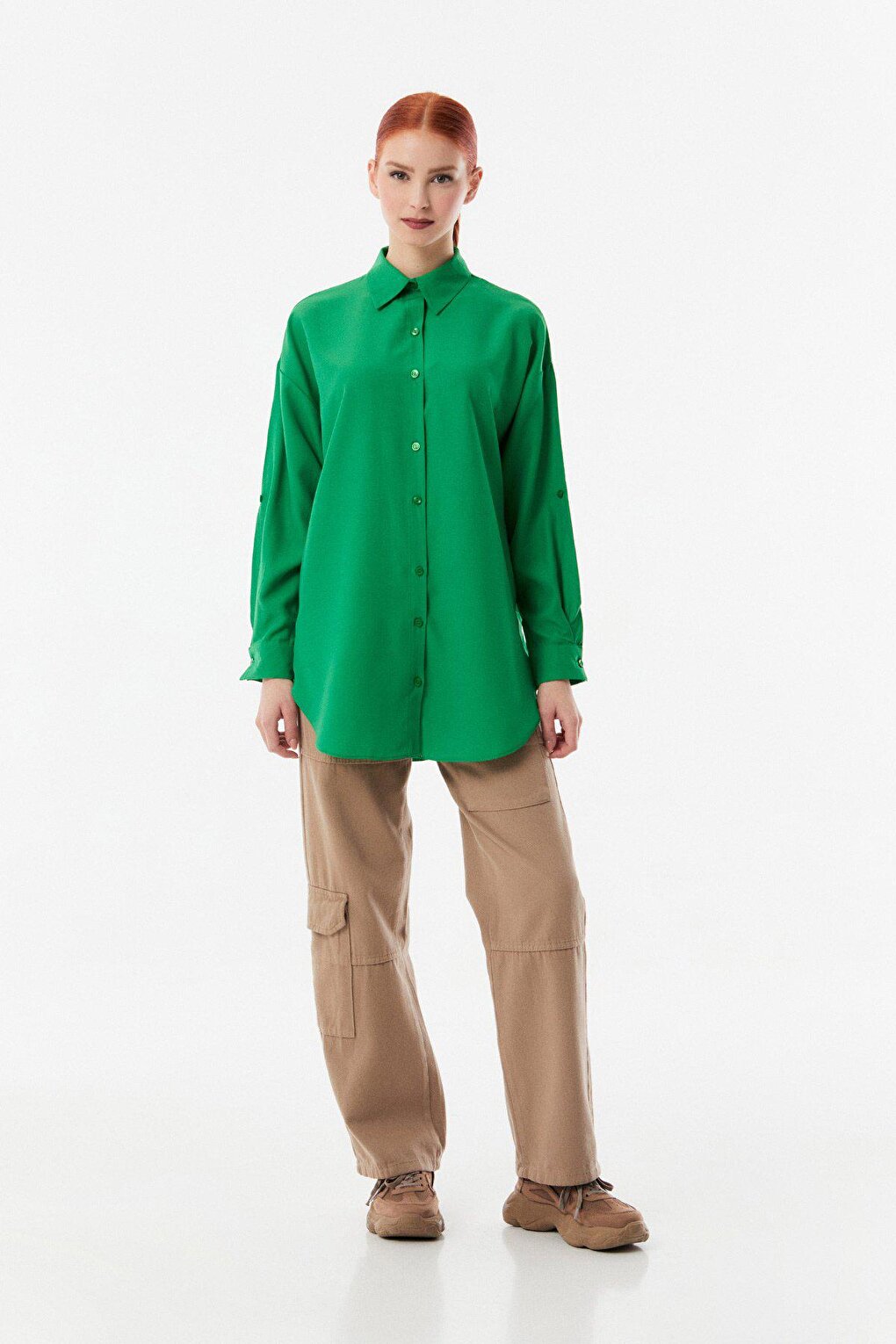 Basic Side Gathered Oversize Shirt