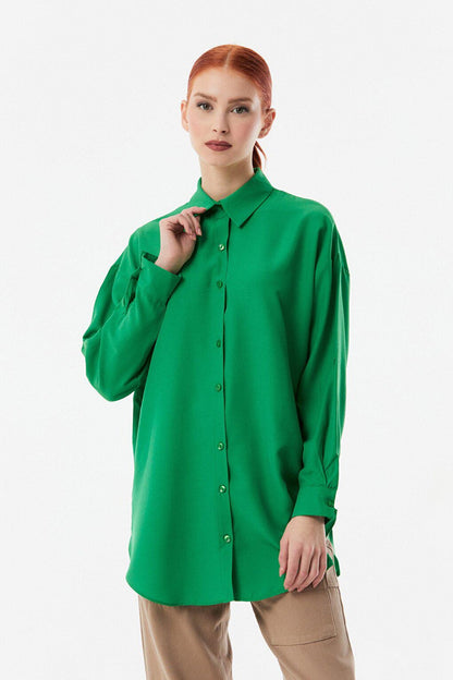 Basic Side Gathered Oversize Shirt