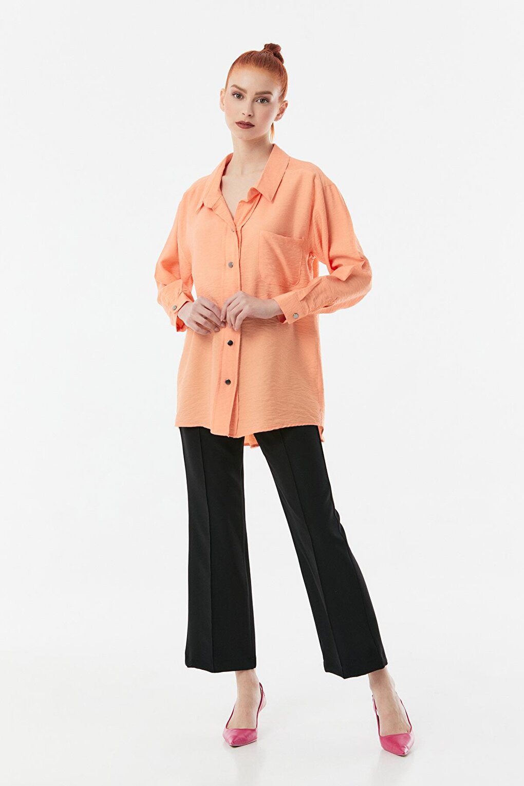 Single Pocket Ayrobin Fabric Oversize Shirt