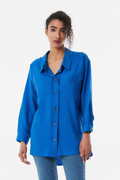 Single Pocket Ayrobin Fabric Oversize Shirt