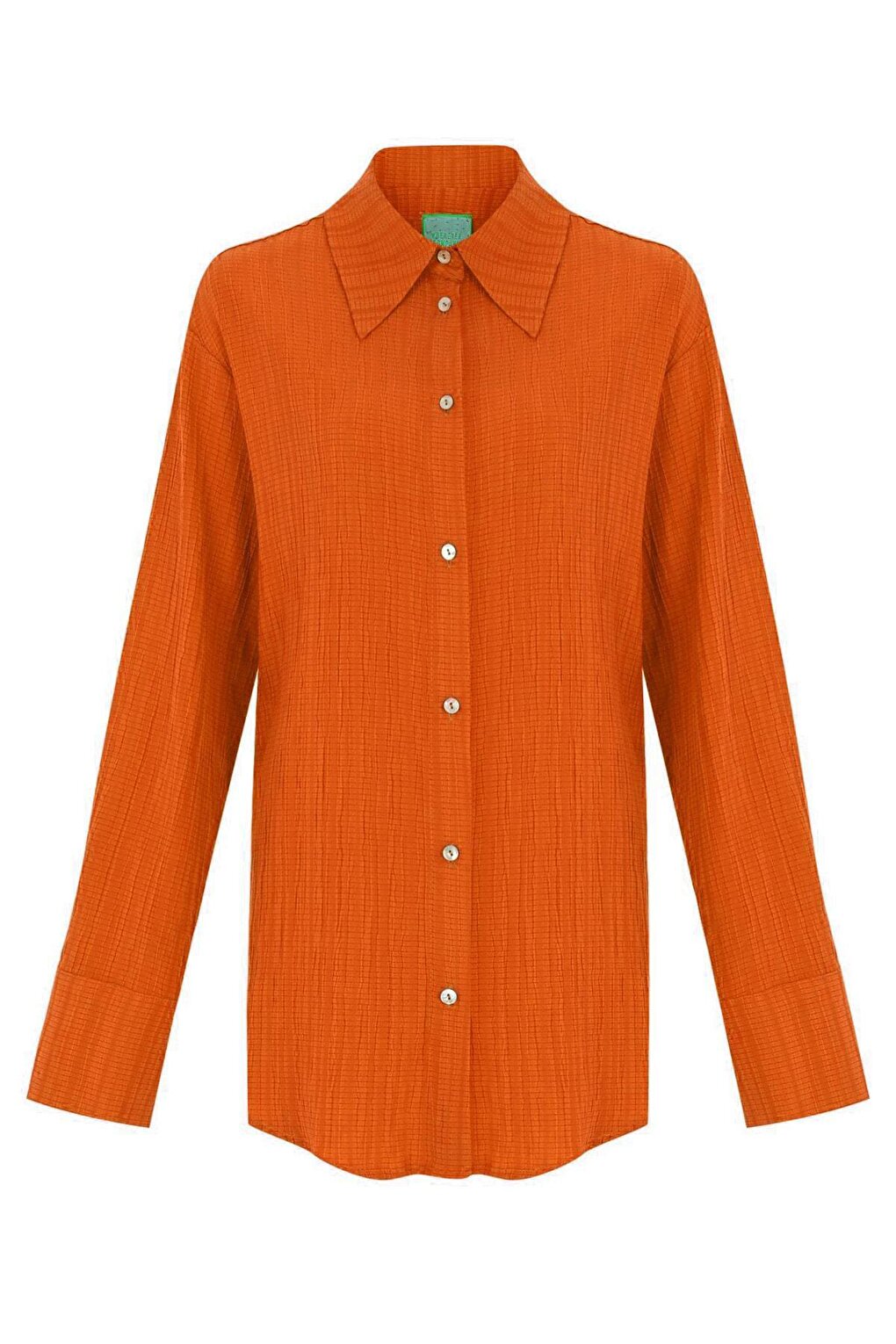 Orange Color Pocketless Long Comfortable Shirt